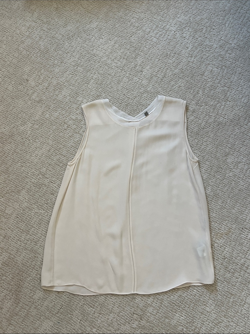 Vince Cream Center-Seam Sleeveless Tank